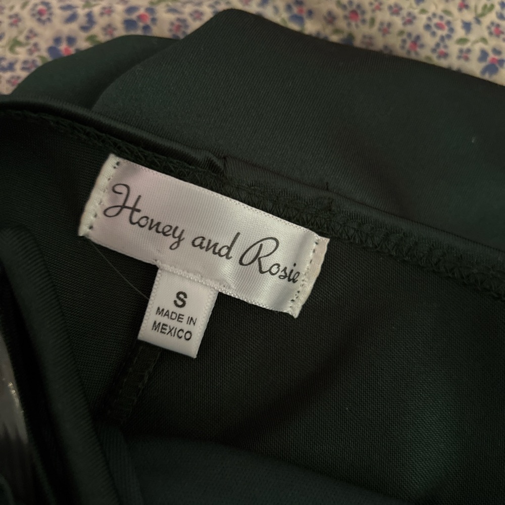 Honey and Rosie Green Asymmetrical Ruched Strapless Dress - Picture 4 of 4